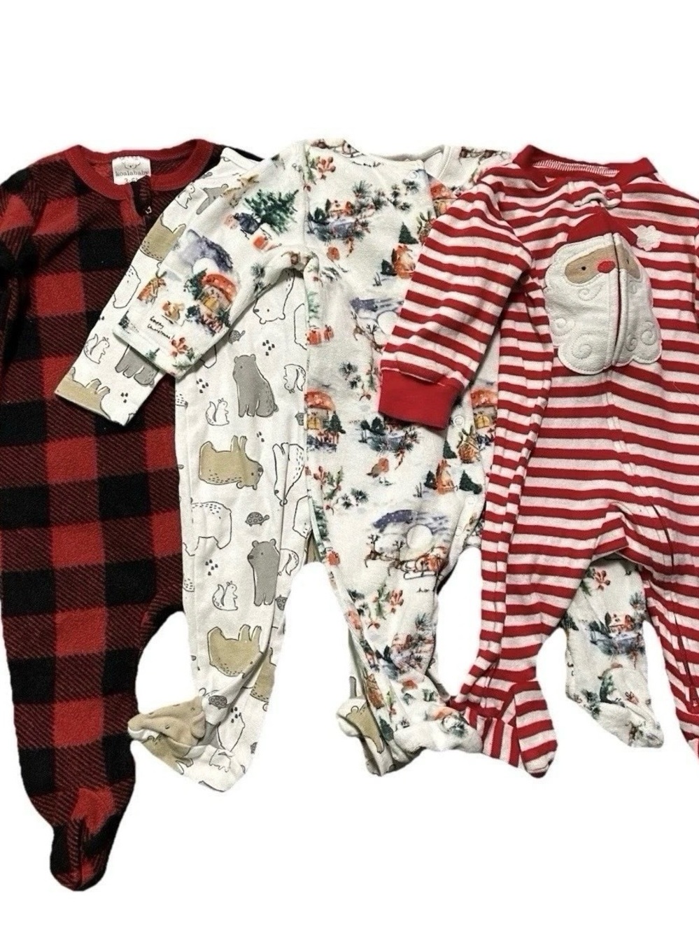 Baby Christmas Footie Pajamas Fleece Cotton 2 Way Zipper Size 3-6 Months